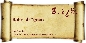 Bahr Ágnes névjegykártya